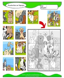 Puzzle Kes Yapıştır Çalışma Sayfaları